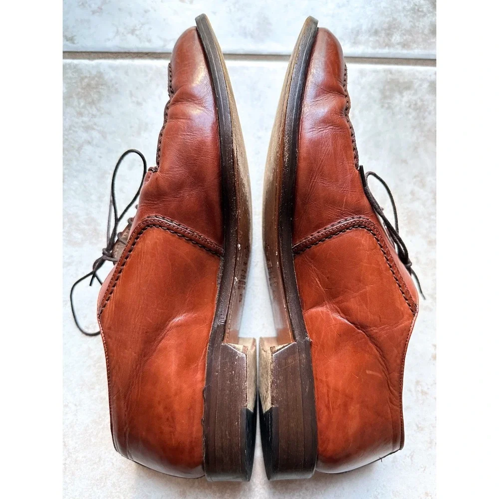 Vito Rufolo Cognac Brown Oxfords‎ Leather Loafers Shoes Made in Italy Mens 10.5